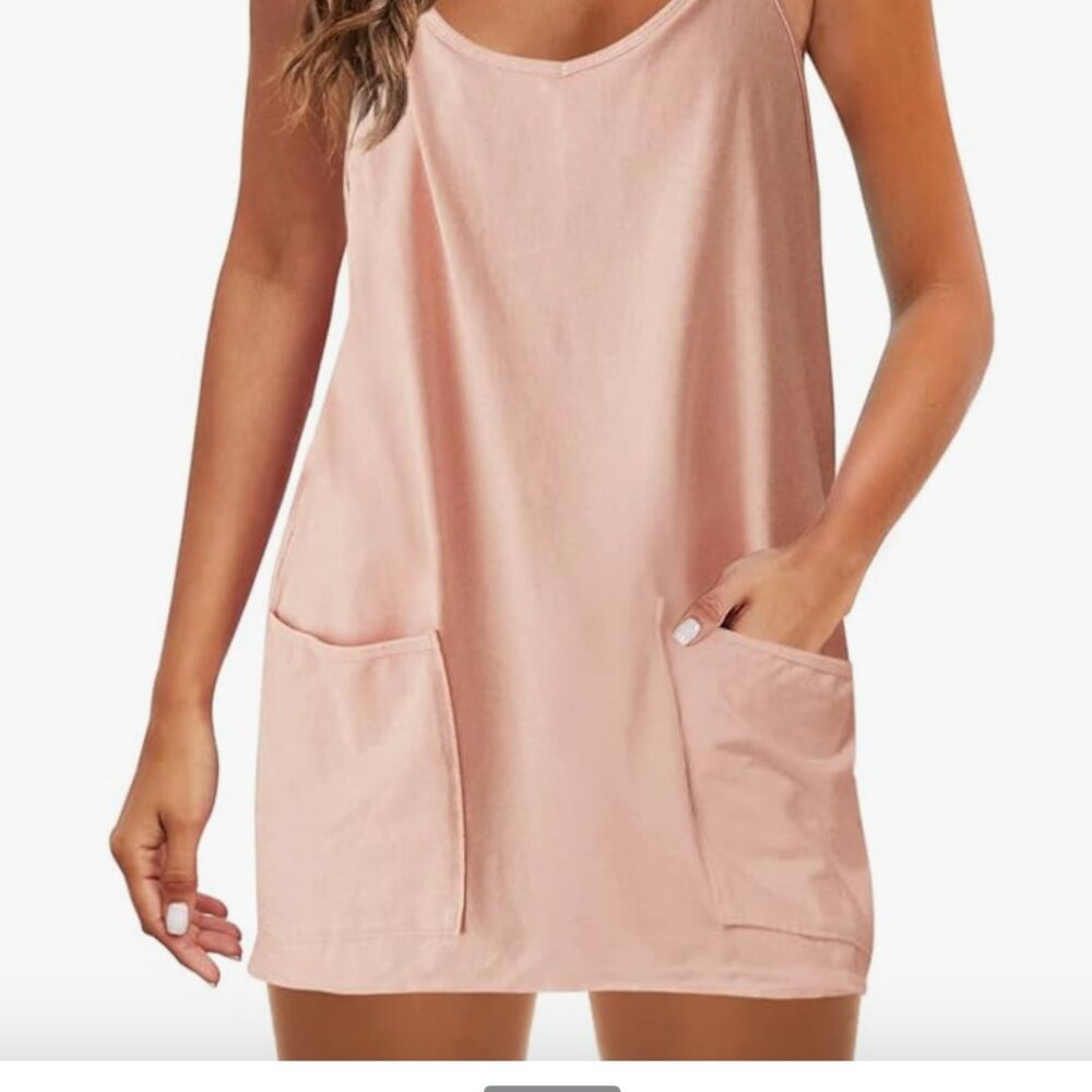 Panadila Coral Tennis Dress Athletic Mini w Built-In Shorts Size M NWT
